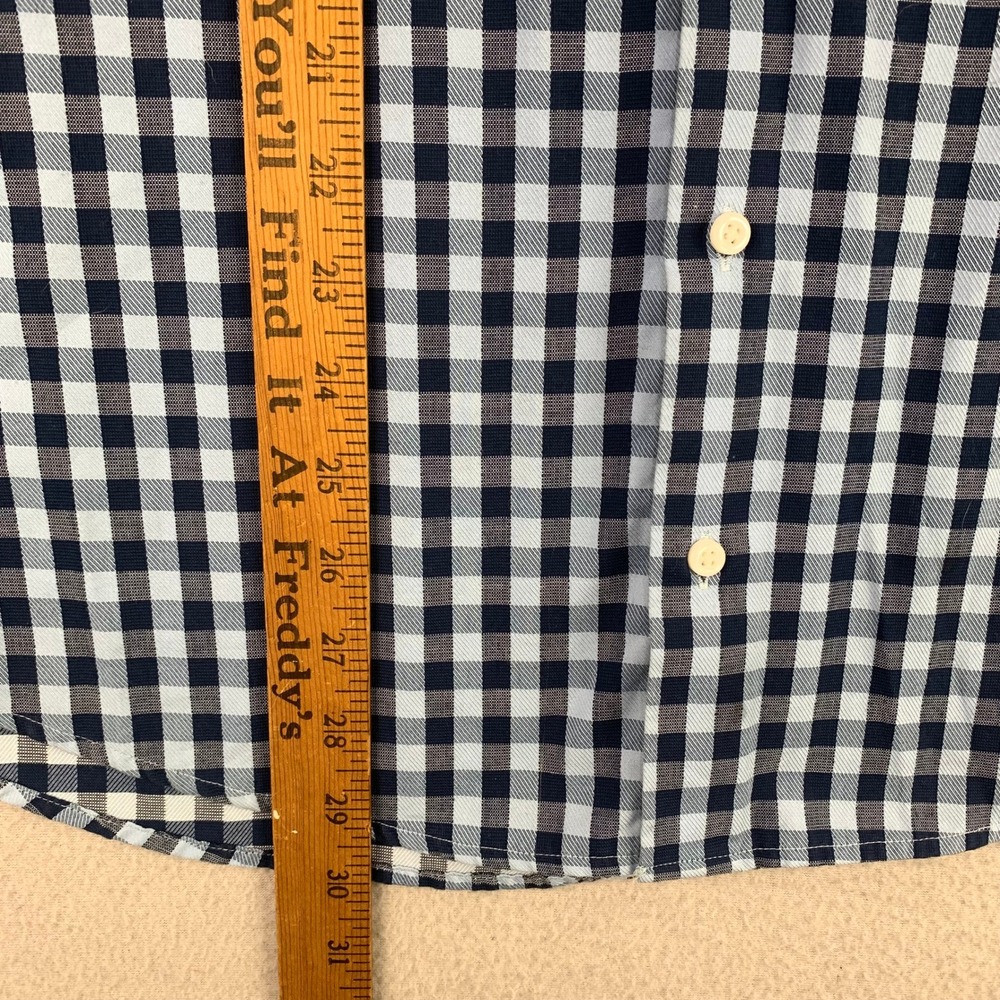 Ben Sherman Tailoring Dress Shirt Mens M Blue Gingham Long Sleeve Button Front - Picture 8 of 9